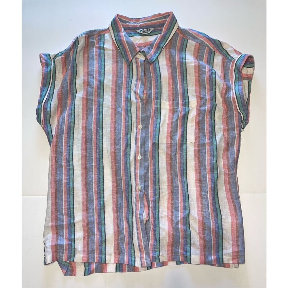 Orvis Women's Short Sleeve Linen‎ Blend Shirt Lg